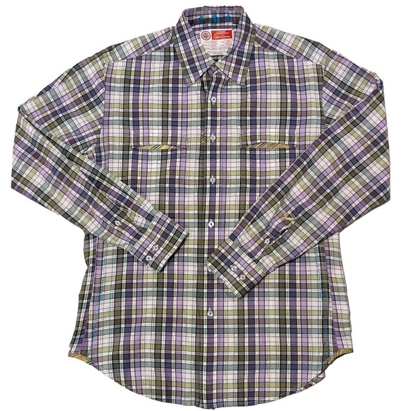 Robert Graham Purple and Green Plaid Button Up Shirt Adult Medium - Soft Cotton - Picture 1 of 14